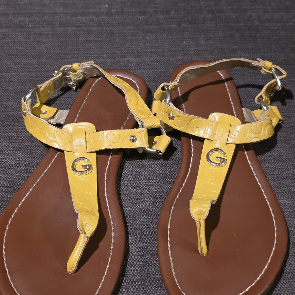 Guess Yellow Sandals (Leather upper) with Gold Details